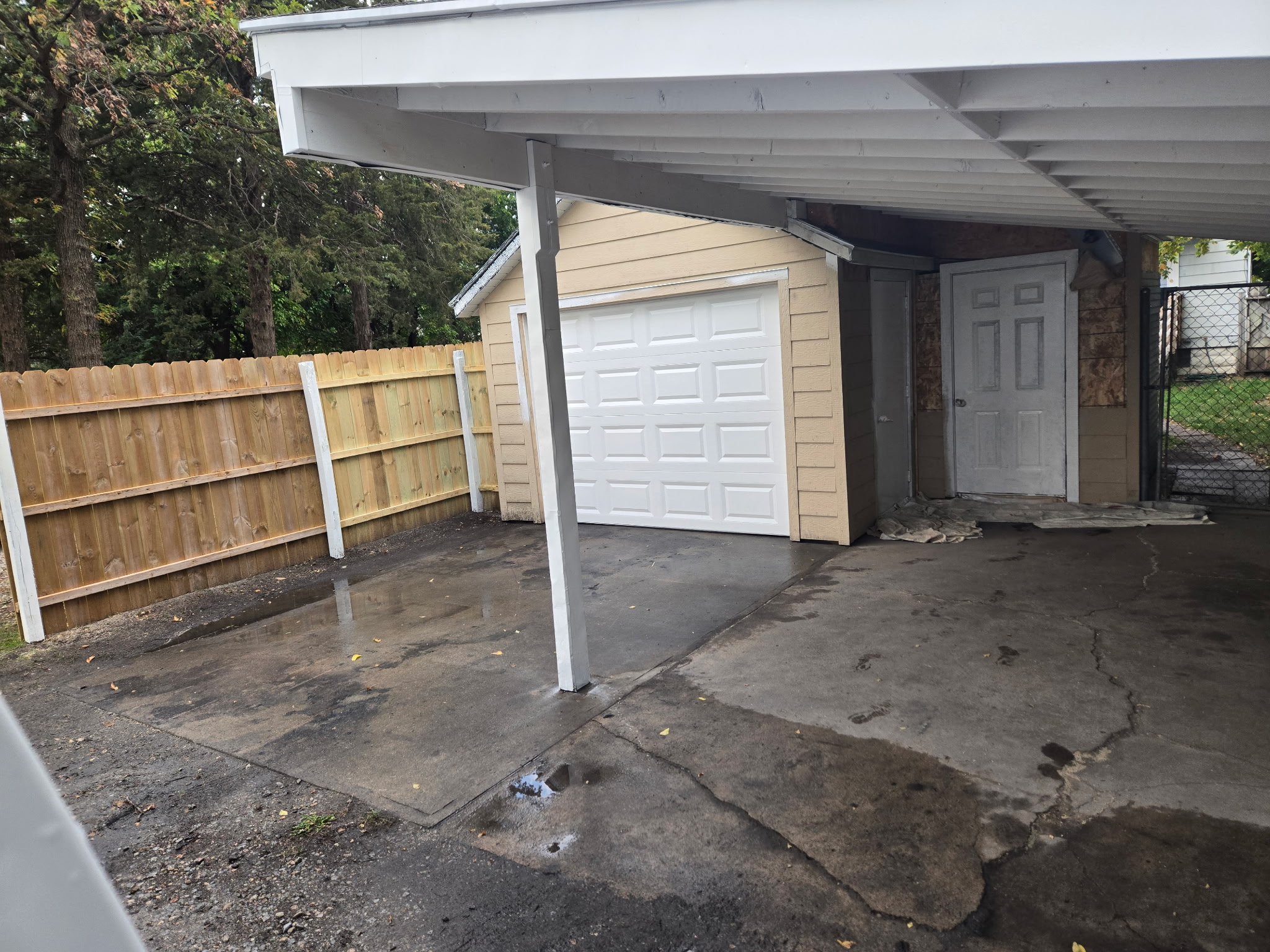 Restored carport after painting and repair